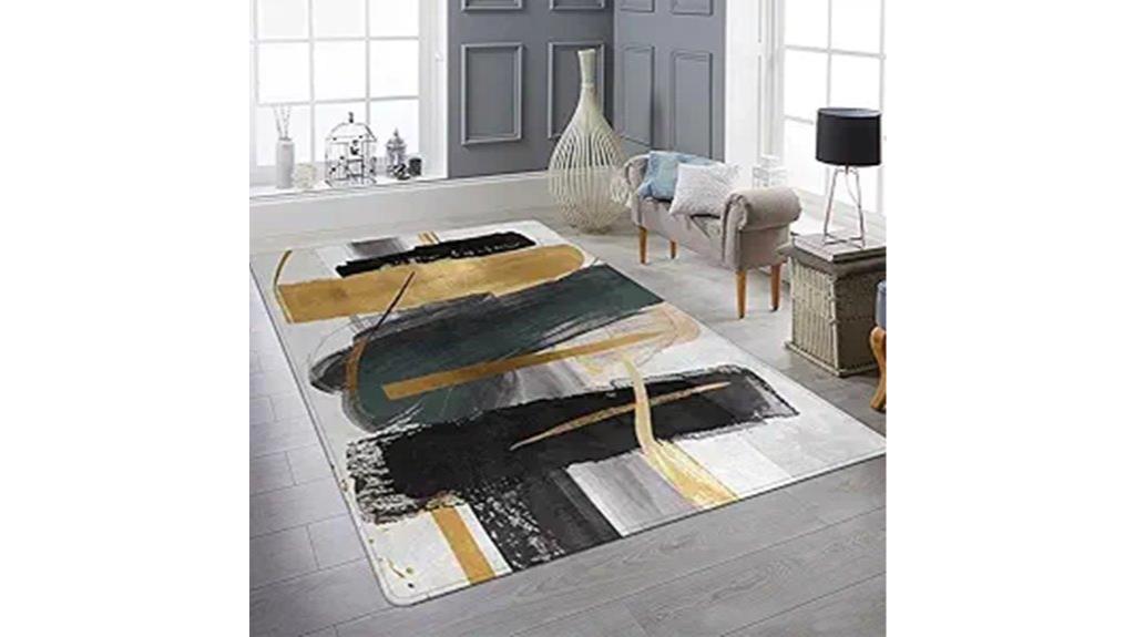 abstract black gold rug