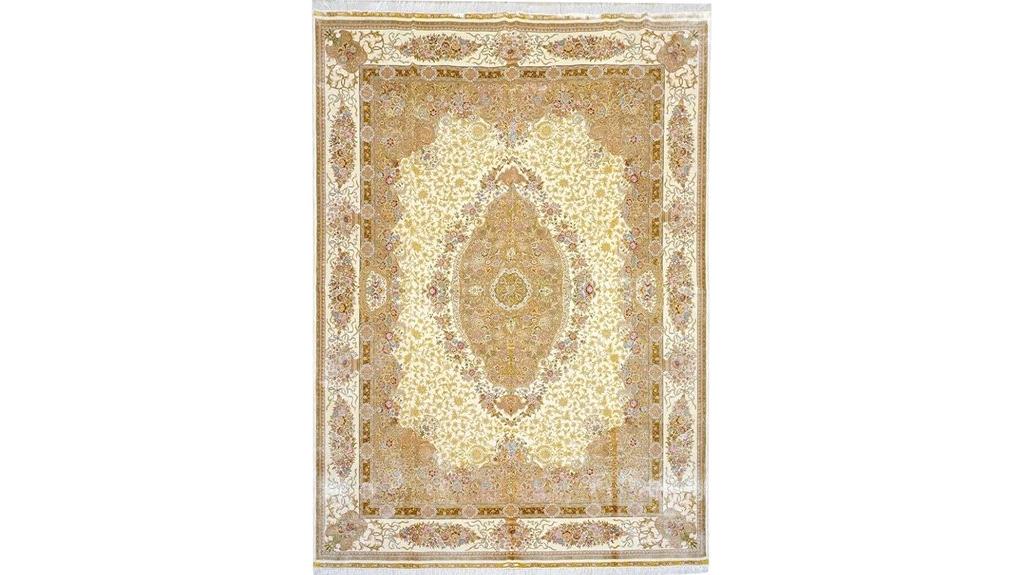 beige handmade medallion rug