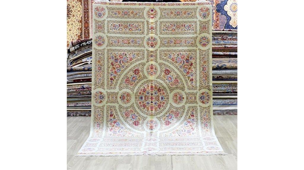 beige handwoven medallion rug