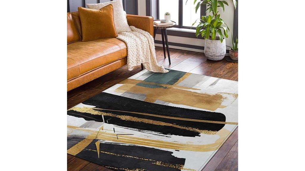 black gold abstract rug