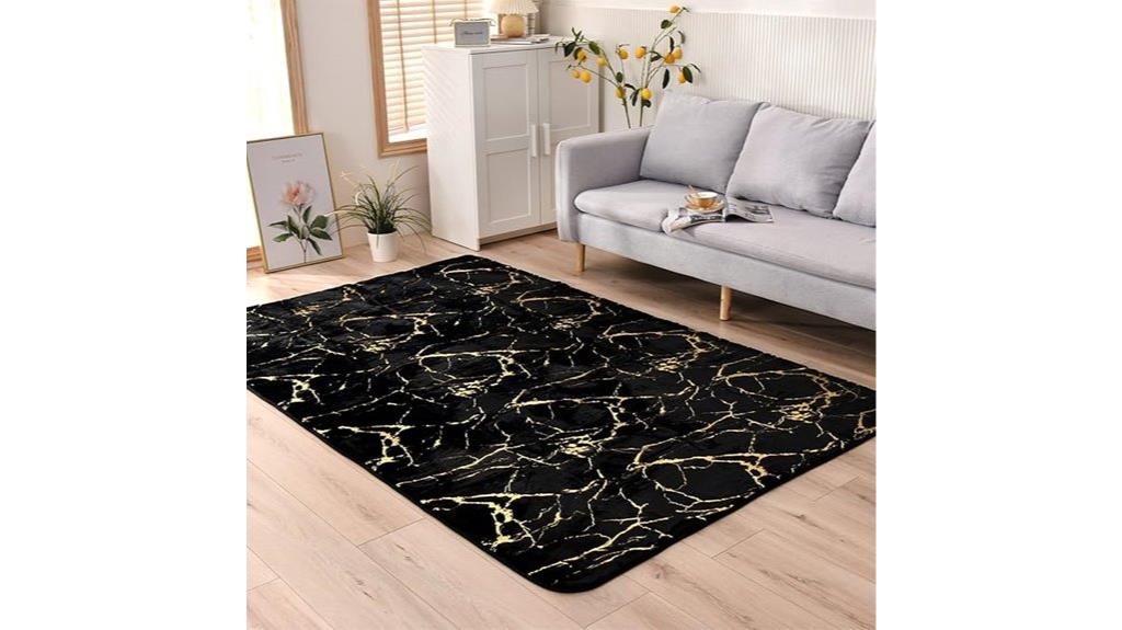 black metallic nursery rug