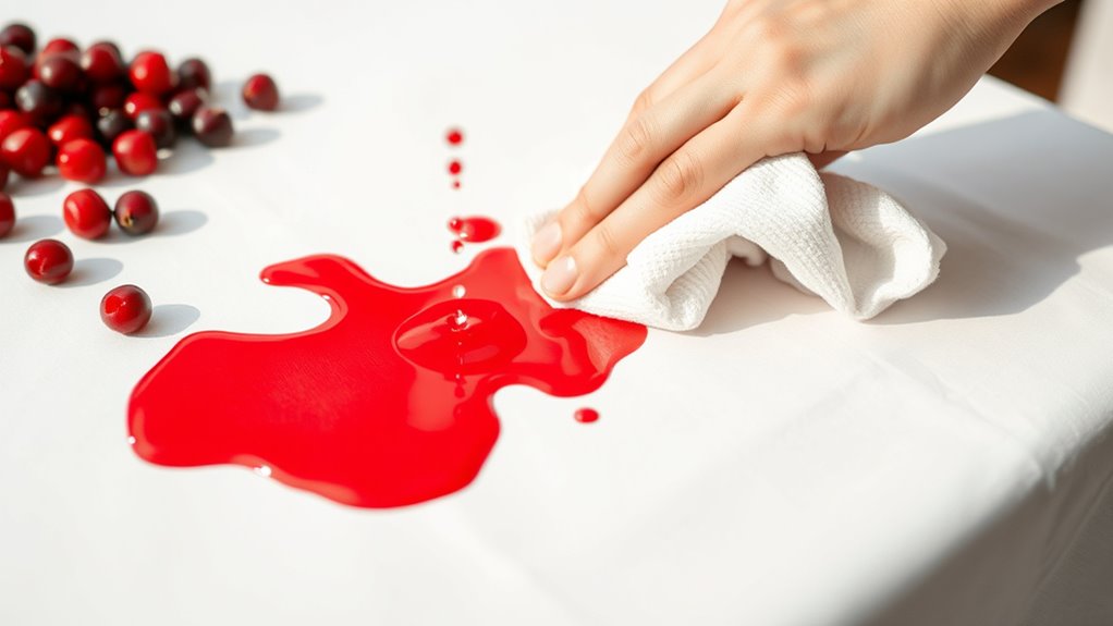 blot spills immediately promptly