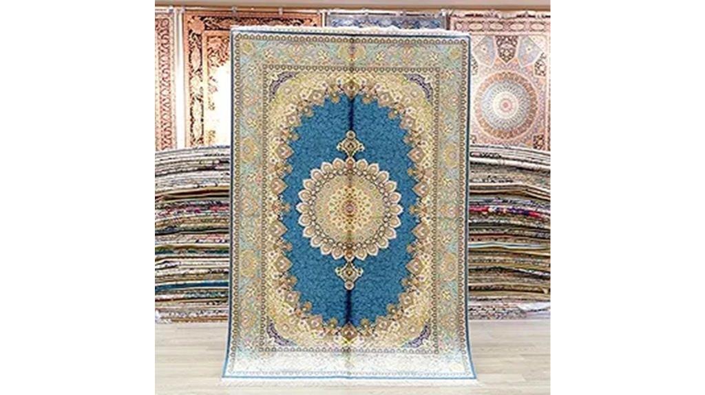 blue handwoven medallion rug
