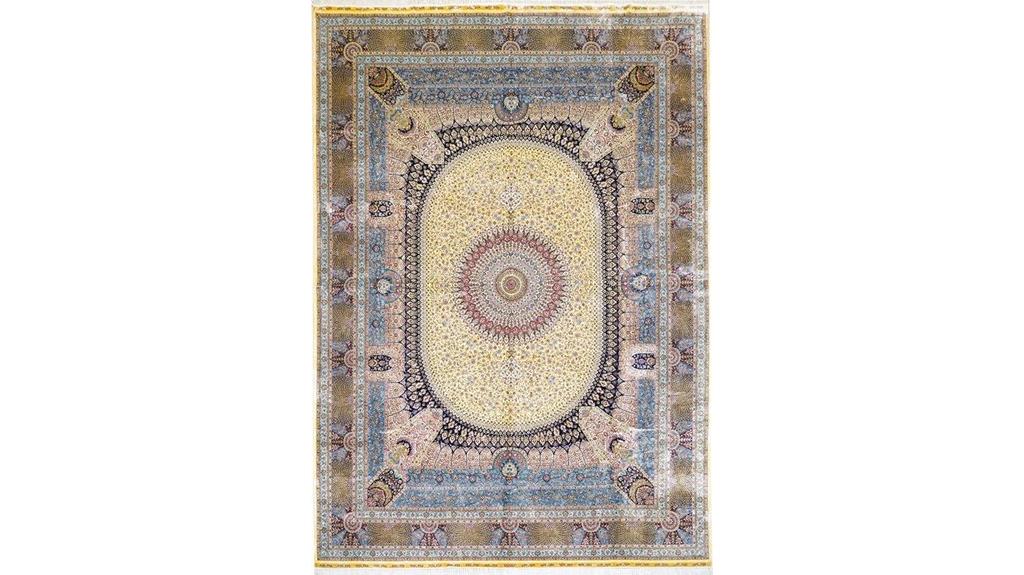 blue handwoven medallion rug