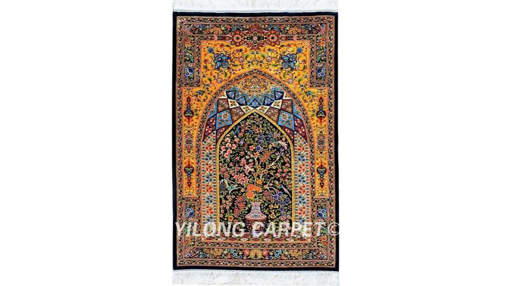 blue silk prayer rug