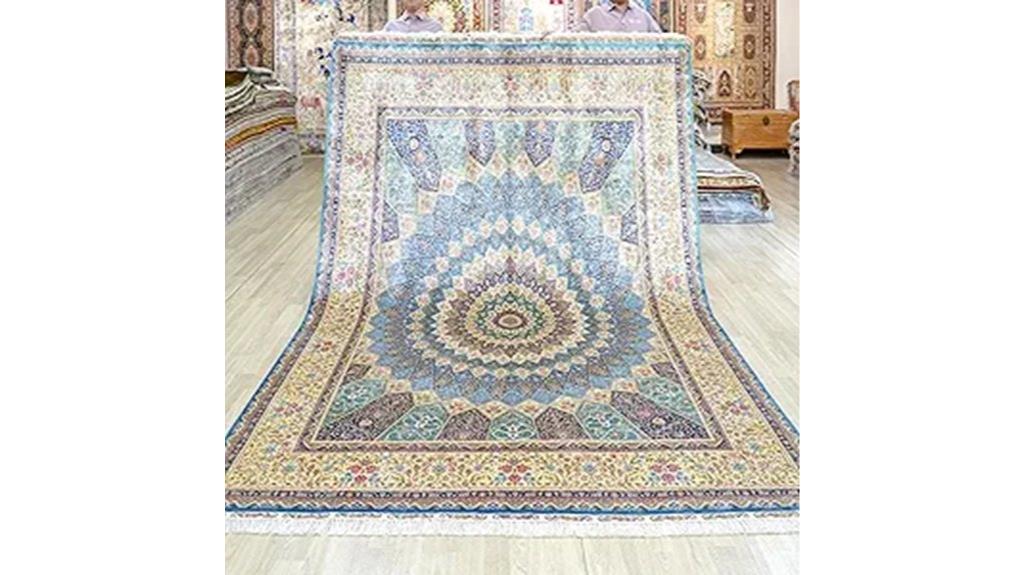 blue vintage handmade silk rug