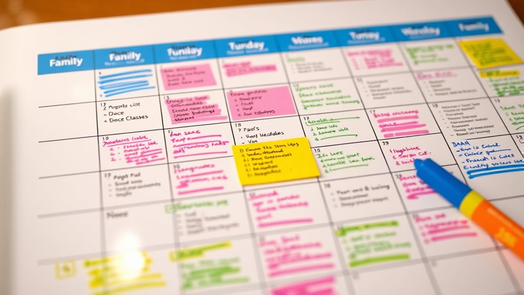 color coded family scheduling