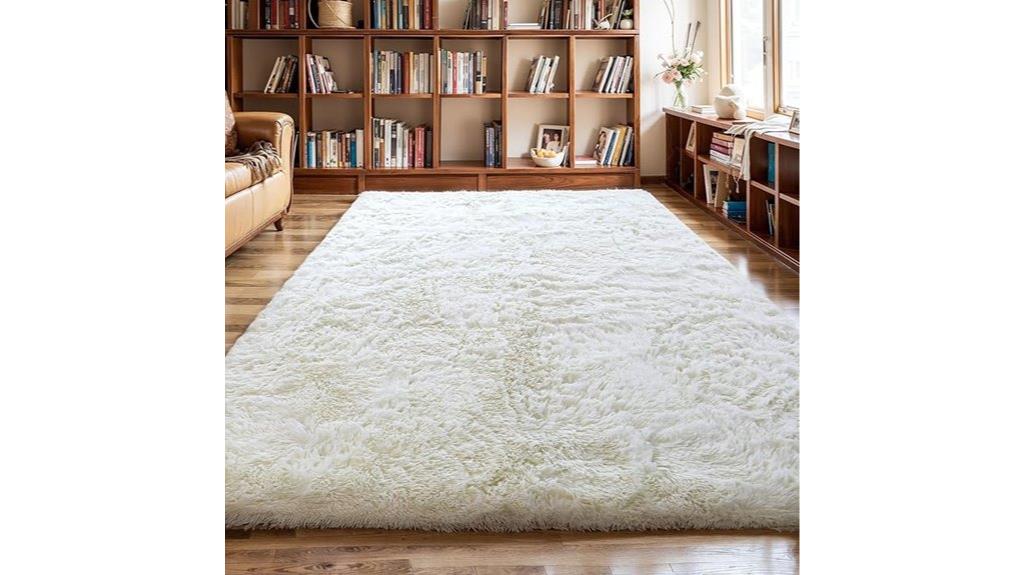 cream white thick rug