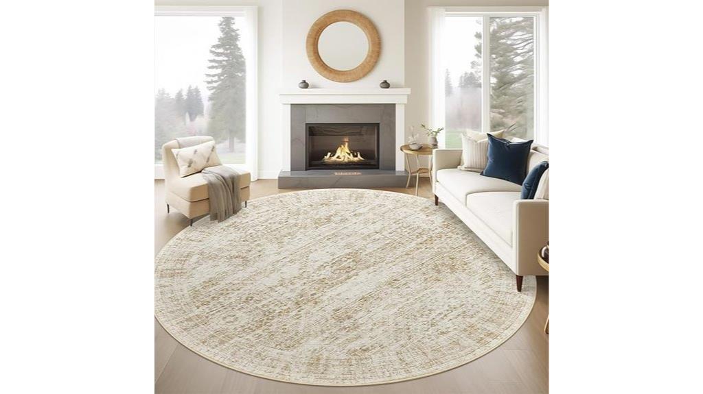 eight foot beige round rug