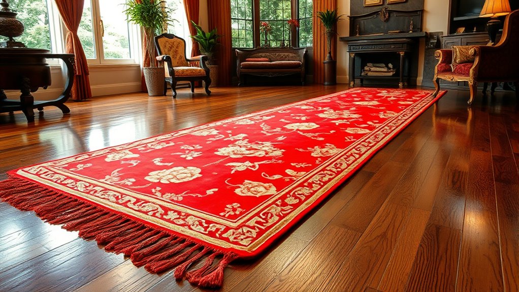 elegant red silk runner carpets
