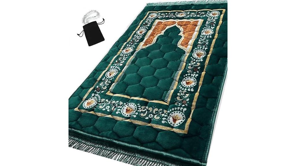 green padded prayer rug