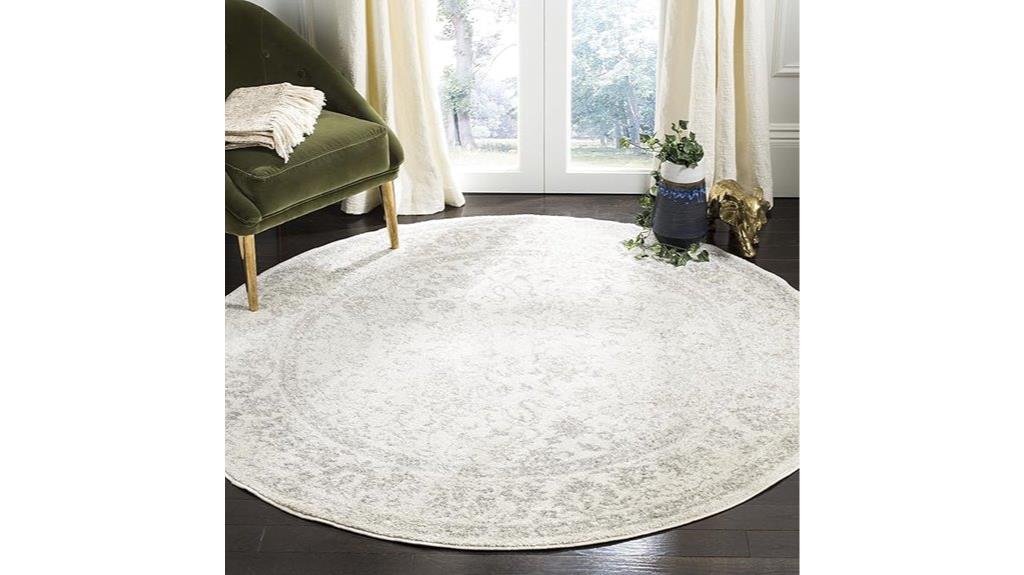ivory silver round rug
