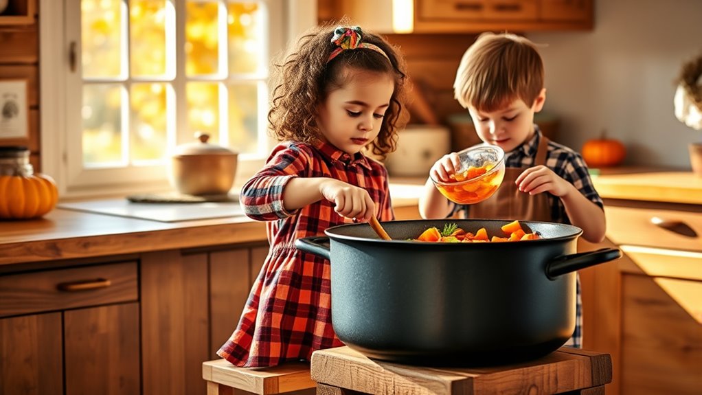 kids learning fall cooking