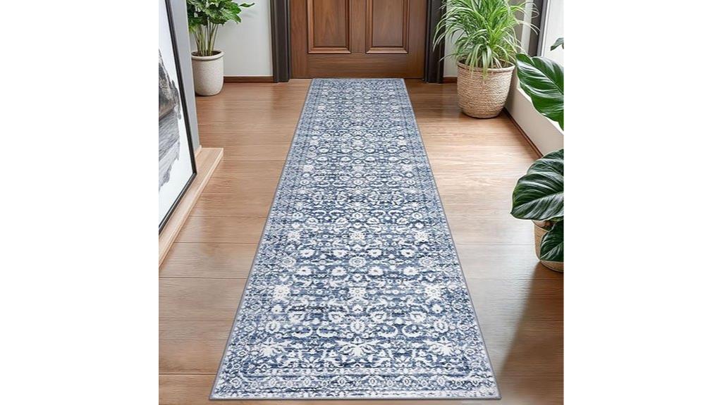light blue vintage floral rug