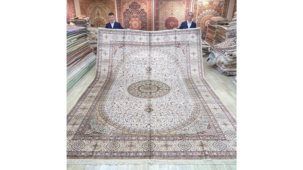light colored hand knotted silk rug