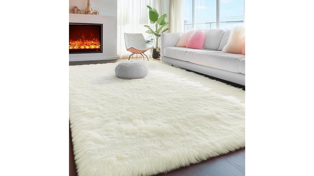 machine washable cream shag rug