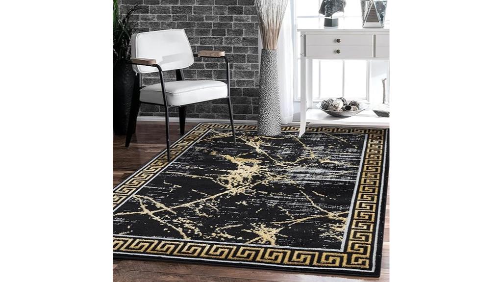 marble black gold rug
