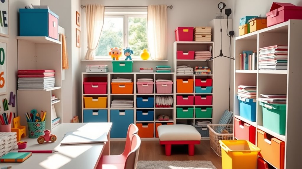 organized school supplies setup
