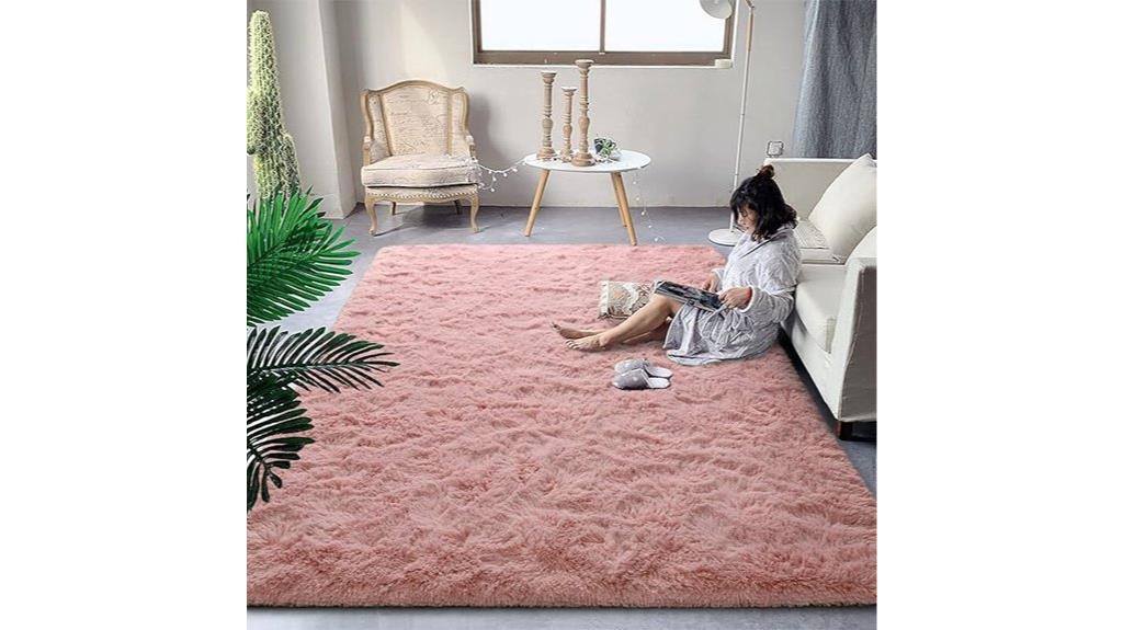 pink fluffy rug for rooms