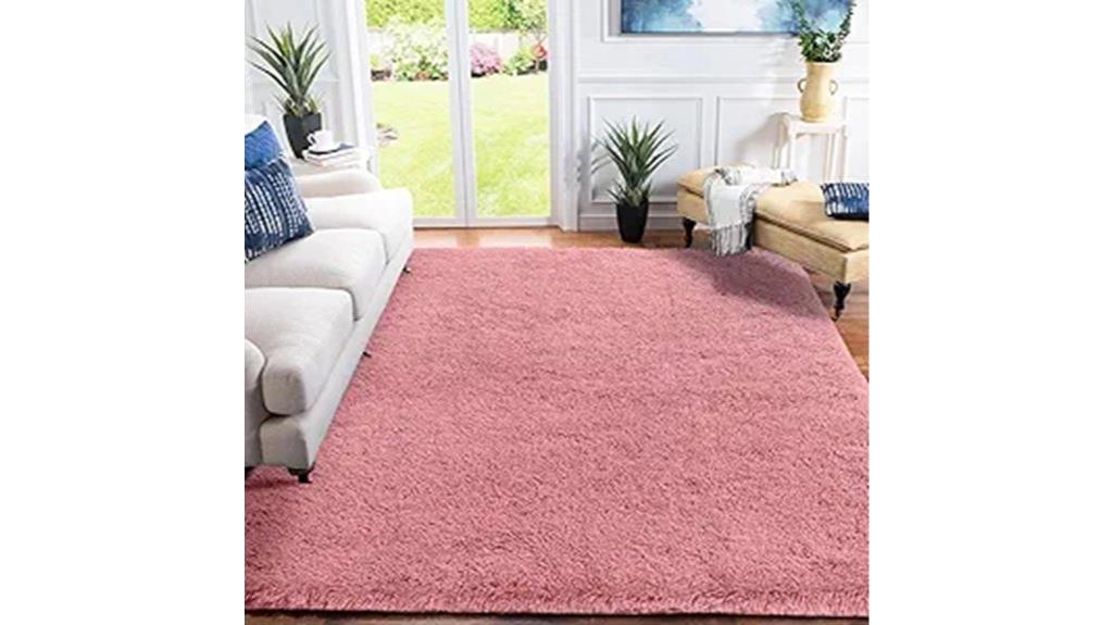 pink plush bedroom rug