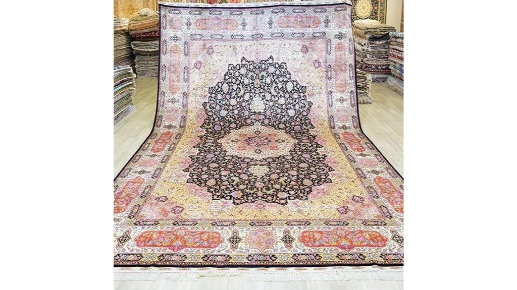 pink vintage handmade silk rug