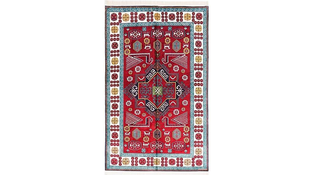 red geometric silk rug