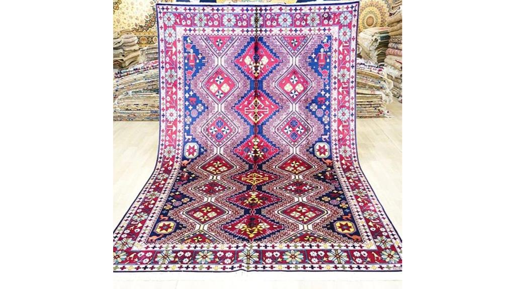 red geometric silk rug