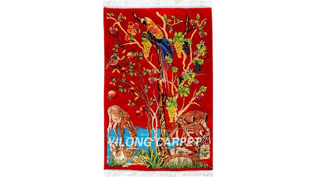 red handmade silk rug