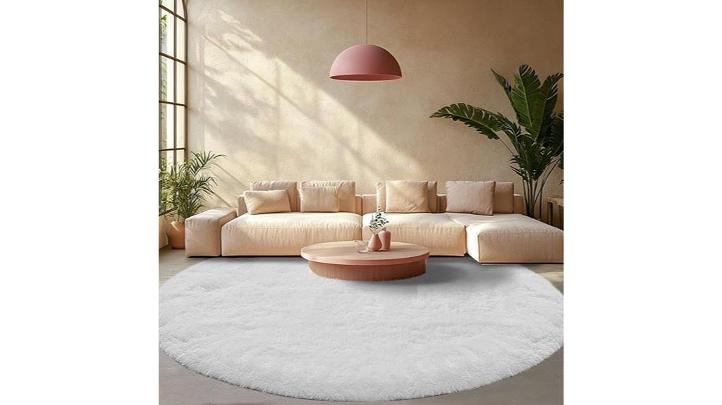 round white plush rug