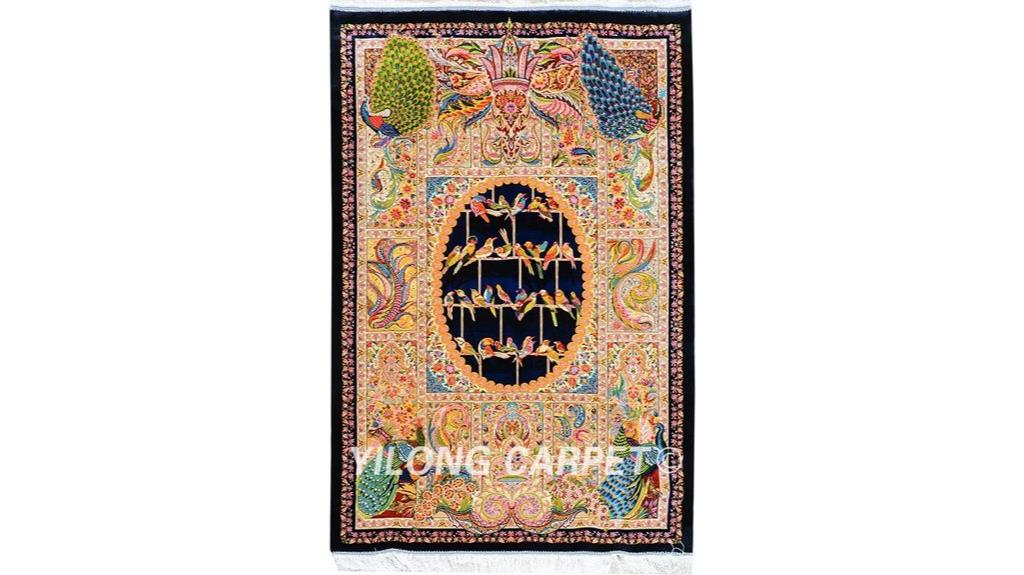 silk bird pattern rug