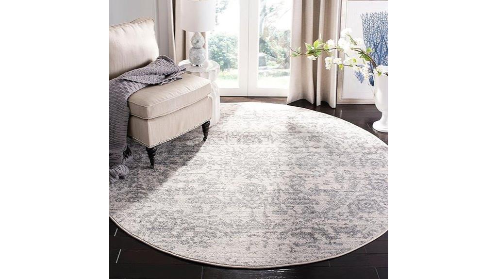silver ivory round rug