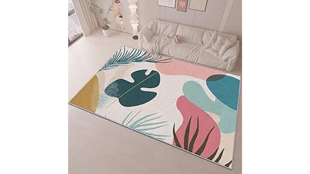 washable abstract plant rug