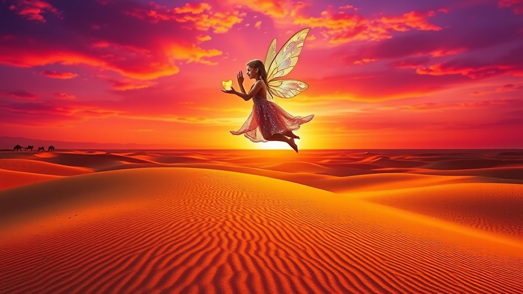 fairy travels across desert