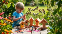 kids build bird feeders