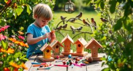 kids build bird feeders