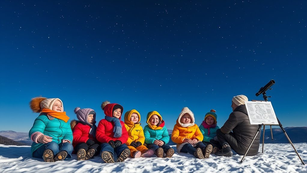 winter stargazing with kids