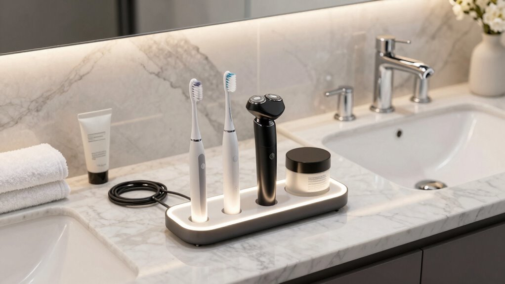 organized safe bathroom charging