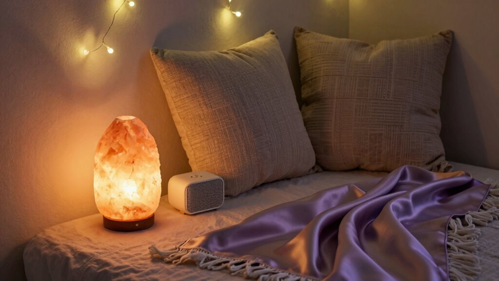 calming sounds and lighting