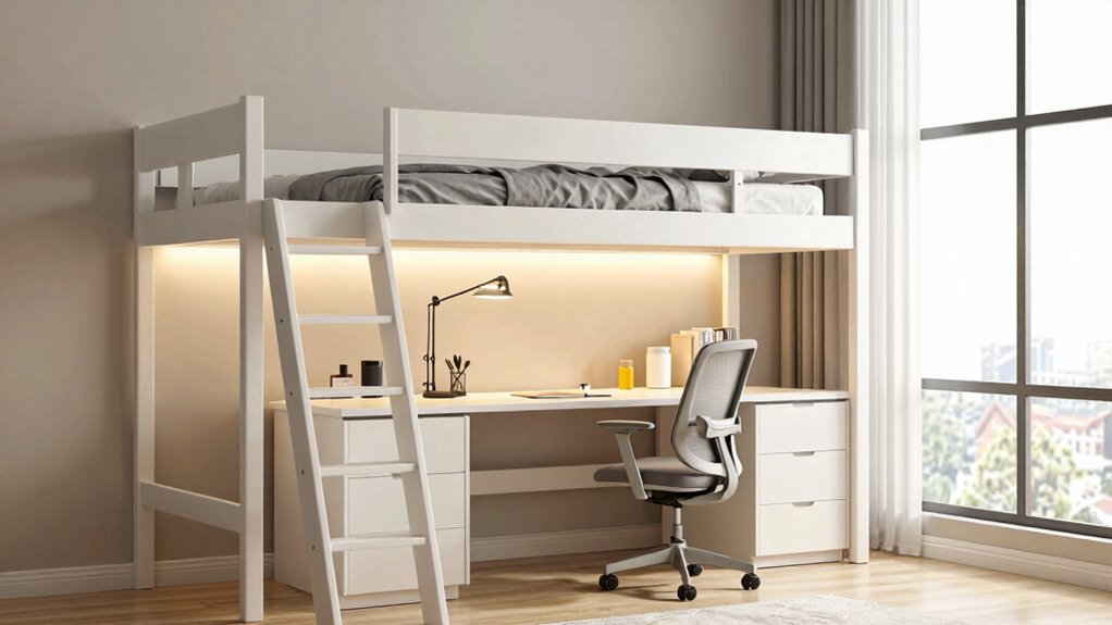 loft bed desk organization