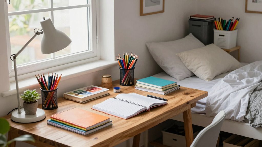 organize supplies on shelves
