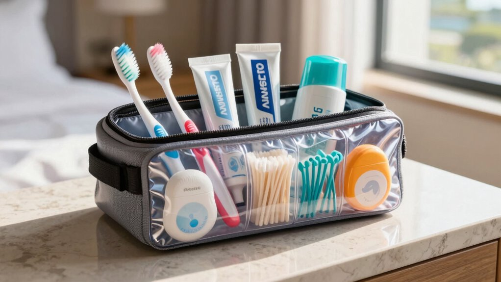 organized travel dental essentials
